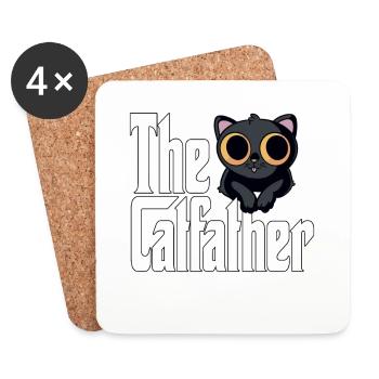 Cat Dad The Catfather Crazy Cat Father Kitty Daddy - Coasters (set of 4) - white - Front