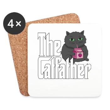 Cat Dad The Catfather Crazy Cat Father Kitty Daddy - Coasters (set of 4) - white - Front