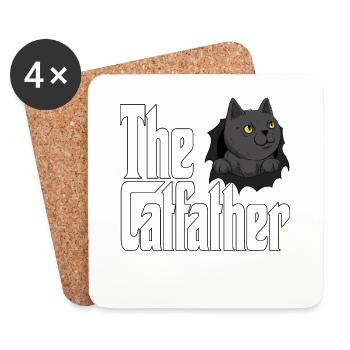 Cat Dad The Catfather Crazy Cat Father Kitty Daddy - Coasters (set of 4) - white - Front