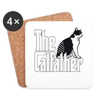 Cat Dad The Catfather Crazy Cat Father Kitty Daddy - Coasters (set of 4) - white - Front