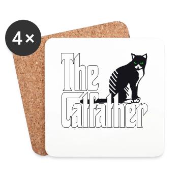 Cat Dad The Catfather Crazy Cat Father Kitty Daddy - Coasters (set of 4) - white - Front