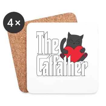 Cat Dad The Catfather Crazy Cat Father Kitty Daddy - Coasters (set of 4) - white - Front