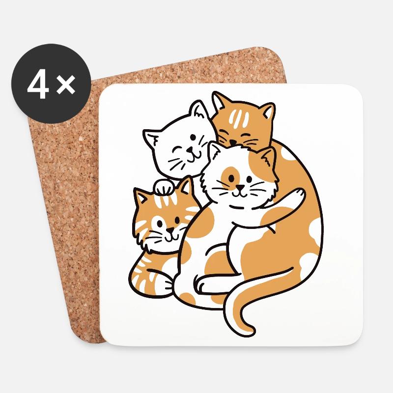 Katzen Katzenliebhaber - Untersetzer (4er-Set) - Weiß