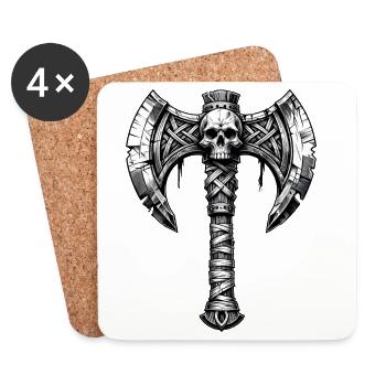 Axe throwing axe skull design - Coasters (set of 4) - white - Front
