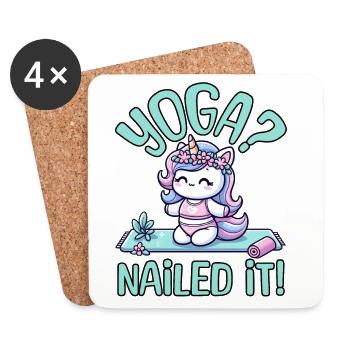 ADORABLE UNICORN YOGA FUN: YOGA NAILED IT - Coasters (set of 4) - white - Front