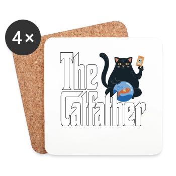 Cat Dad The Catfather Crazy Cat Father Kitty Daddy - Coasters (set of 4) - white - Front