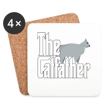 Cat Dad The Catfather Crazy Cat Father Kitty Daddy - Coasters (set of 4) - white - Front