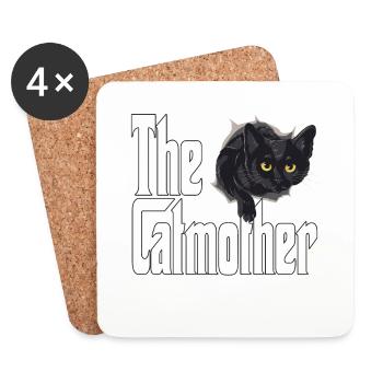 Maman chat La mère chat folle Chat Mère Kitty Maman - Dessous de verre (lot de 4) - blanc - Devant