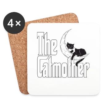 Maman chat La mère chat folle Chat Mère Kitty Maman - Dessous de verre (lot de 4) - blanc - Devant