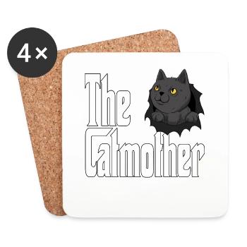 Maman chat La mère chat folle Chat Mère Kitty Maman - Dessous de verre (lot de 4) - blanc - Devant