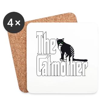 Maman chat La mère chat folle Chat Mère Kitty Maman - Dessous de verre (lot de 4) - blanc - Devant