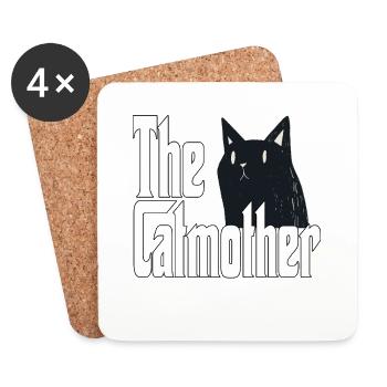 Maman chat La mère chat folle Chat Mère Kitty Maman - Dessous de verre (lot de 4) - blanc - Devant