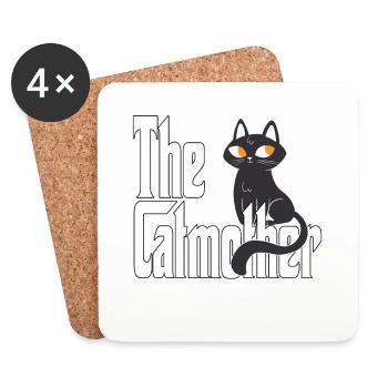 Maman chat La mère chat folle Chat Mère Kitty Maman - Dessous de verre (lot de 4) - blanc - Devant