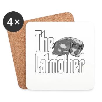 Maman chat La mère chat folle Chat Mère Kitty Maman - Dessous de verre (lot de 4) - blanc - Devant