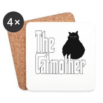 Maman chat La mère chat folle Chat Mère Kitty Maman - Dessous de verre (lot de 4) - blanc - Devant