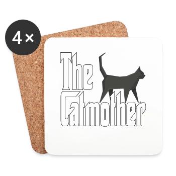 Maman chat La mère chat folle Chat Mère Kitty Maman - Dessous de verre (lot de 4) - blanc - Devant