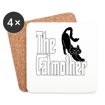 Maman chat La mère chat folle Chat Mère Kitty Maman - Dessous de verre (lot de 4) - blanc - Devant