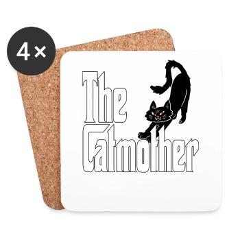Maman chat La mère chat folle Chat Mère Kitty Maman - Dessous de verre (lot de 4) - blanc - Devant