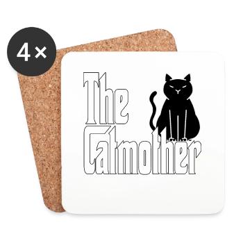 Maman chat La mère chat folle Chat Mère Kitty Maman - Dessous de verre (lot de 4) - blanc - Devant