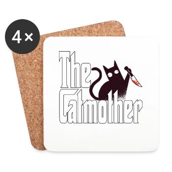 Maman chat La mère chat folle Chat Mère Kitty Maman - Dessous de verre (lot de 4) - blanc - Devant