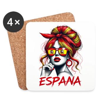 Espagne Femme Chignon Drapeau Espagnol Fier Fille - Dessous de verre (lot de 4) - blanc - Devant