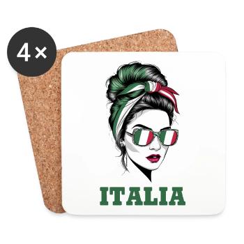 Italien Frau Brötchen Italienische Flagge Stolzes Mädchen - Untersetzer (4er-Set) - Weiß - Vorne