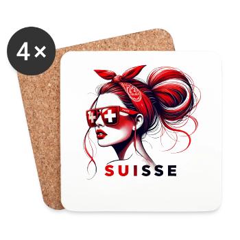 Suisse Femme Chignon Drapeau Fier Pour Fille - Dessous de verre (lot de 4) - blanc - Devant