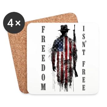 La liberté n’est pas gratuite - Patriotic Soldier Design - Dessous de verre (lot de 4) - blanc - Devant
