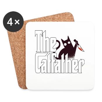 Cat Dad The Catfather Crazy Cat Father Kitty Daddy - Coasters (set of 4) - white - Front