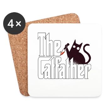 Cat Dad The Catfather Crazy Cat Father Kitty Daddy - Coasters (set of 4) - white - Front