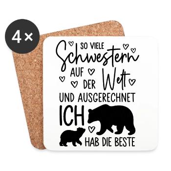 So viele Schwestern auf der Welt - Beste Schwester - Untersetzer (4er-Set) - Weiß - Vorne