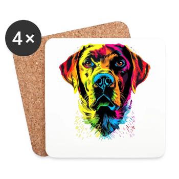 Labrador Retriever Colorful Colors Pop Art Dogs - Coasters (set of 4) - white - Front