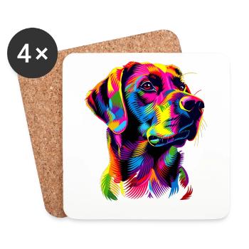 Labrador Retriever Colorful Colors Pop Art Dogs - Coasters (set of 4) - white - Front