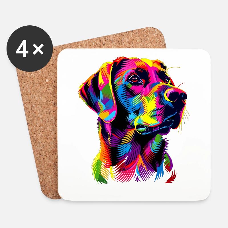 Labrador Retriever Bunte Farben Pop Art Hunde - Untersetzer (4er-Set) - Weiß