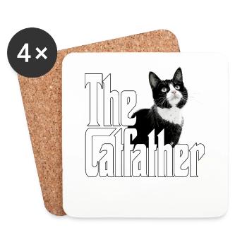 Cat Dad The Catfather Crazy Cat Father Kitty Daddy - Coasters (set of 4) - white - Front