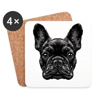 Bouledogue français motif chien bouledogues dogue allemand - Dessous de verre (lot de 4) - blanc - Devant
