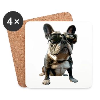 Bouledogue français motif chien bouledogues dogue allemand - Dessous de verre (lot de 4) - blanc - Devant