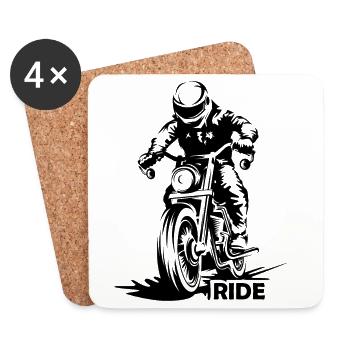 Motorrad Racing Caferacer Ride Biker Streetfighter - Untersetzer (4er-Set) - Weiß - Vorne