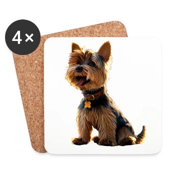 Yorkshire Terrier Amoureux des chiens Mignon Yorkie - Dessous de verre (lot de 4) - blanc - Devant