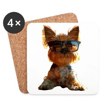Yorkshire Terrier Amoureux des chiens Mignon Yorkie - Dessous de verre (lot de 4) - blanc - Devant