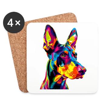 Doberman chien couleurs vives Pop Art Dobermans - Dessous de verre (lot de 4) - blanc - Devant