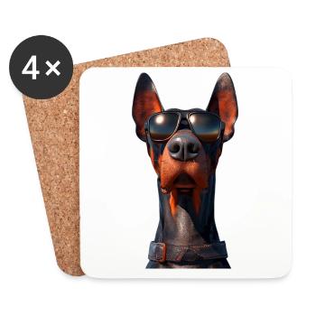 Doberman chiens motif chien de garde fier dobermans - Dessous de verre (lot de 4) - blanc - Devant