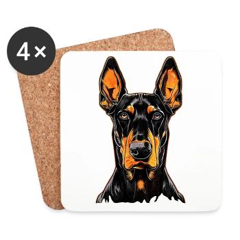 Doberman Dogs Motif Guard Dog Proud Dobermans - Coasters (set of 4) - white - Front