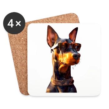 Doberman chiens motif chien de garde fier dobermans - Dessous de verre (lot de 4) - blanc - Devant