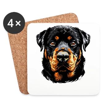 Rottweiler Hunde Liebe Stolze Rottweiler Liebhaber - Untersetzer (4er-Set) - Weiß - Vorne