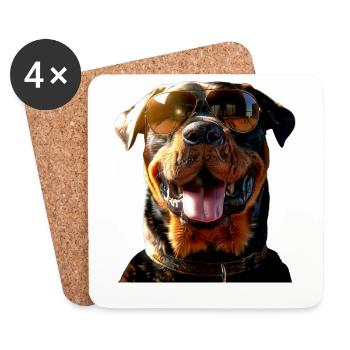 Rottweiler Hunde Liebe Stolze Rottweiler Liebhaber - Untersetzer (4er-Set) - Weiß - Vorne