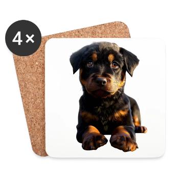 Rottweiler Hunde Liebe Stolze Rottweiler Liebhaber - Untersetzer (4er-Set) - Weiß - Vorne