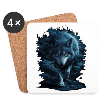 Mystic Wolf in Night Forest - Coasters (set of 4) - white - Front