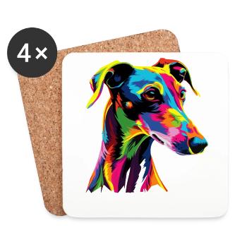 Lévrier Chiens Couleurs Colorées Pop Art Chien Lévrier - Dessous de verre (lot de 4) - blanc - Devant