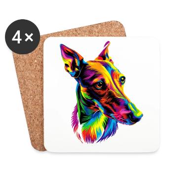 Lévrier Chiens Couleurs Colorées Pop Art Chien Lévrier - Dessous de verre (lot de 4) - blanc - Devant